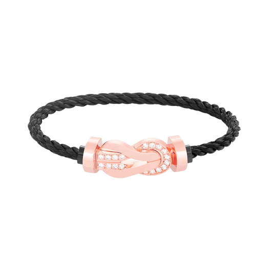 [AuraEcho]CHANCE LARGE 8 FIGURE BUCKLE HALF DIAMOND BRACELET ROSE GOLD