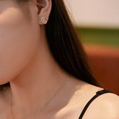 [AuraEcho]Ornate Flower Shape Pear Cut Lover Earrings