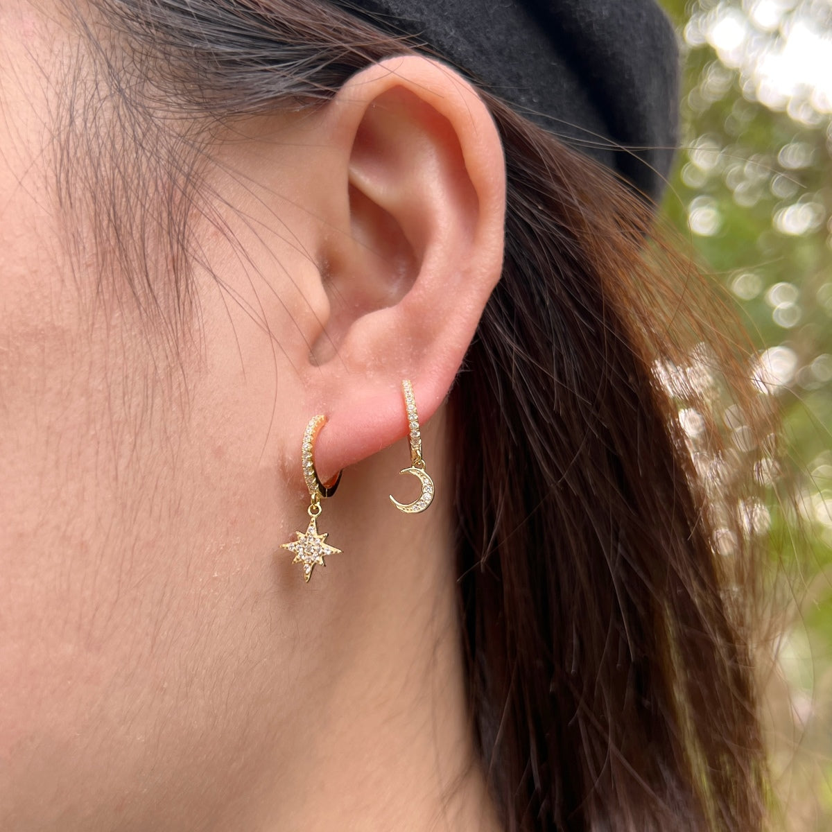 [AuraEcho]Star and Moon Asymmetric Earrings