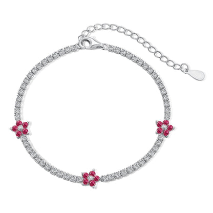 [AuraEcho]Sparkling Flower Shape Tennis Bracelet