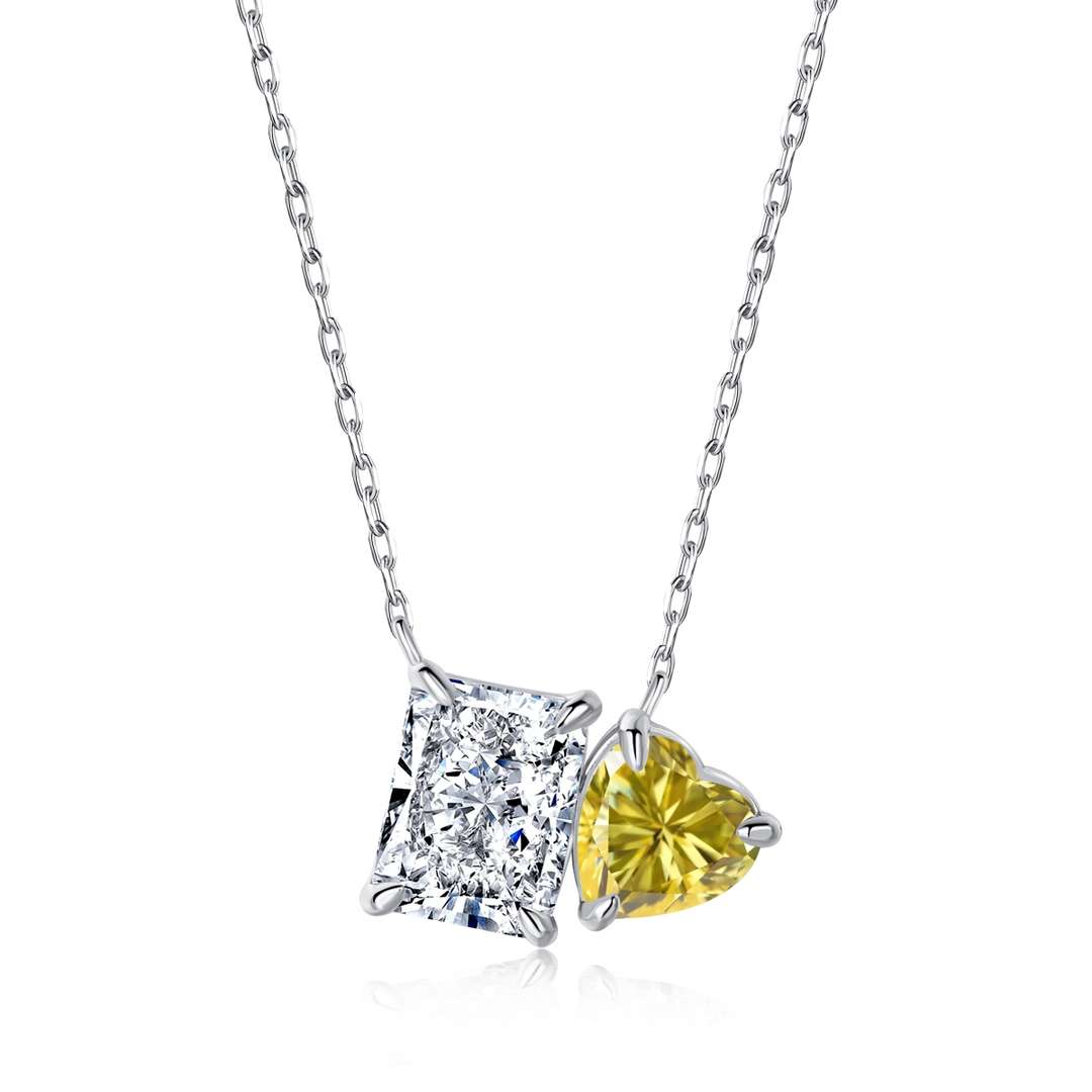 [AuraEcho]Dazzling Square & Heart Shape Necklace