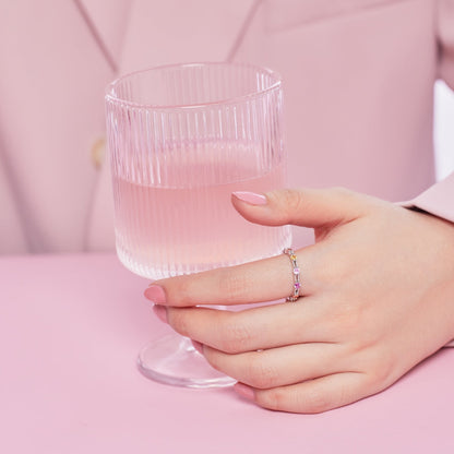 [AuraEcho]Sparkling Colorful Round Cut Tennis Ring