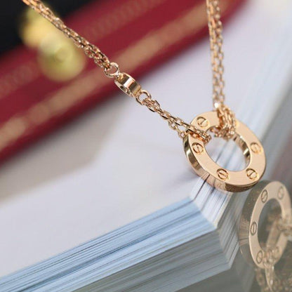 [AuraEcho]LOVE NECKLACE ADJUSTABLE ROSE GOLD 2 DIAMOND