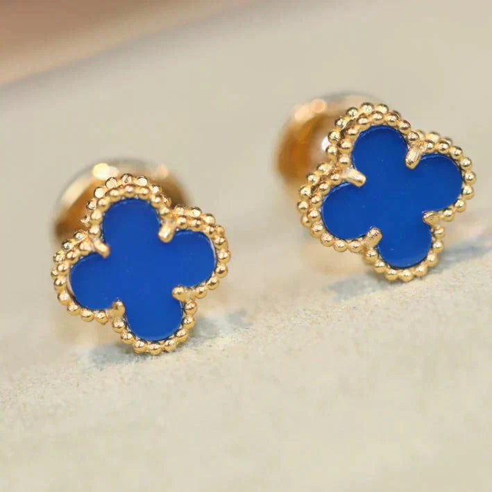 [AuraEcho]CLOVER MINI 9.5MM TURQUOISE EARRINGS