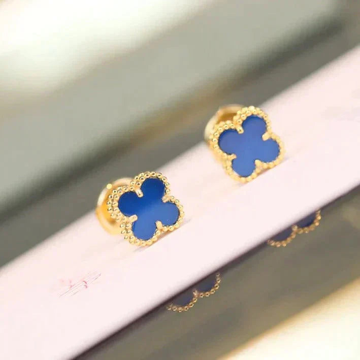 [AuraEcho]CLOVER MINI 9.5MM TURQUOISE EARRINGS