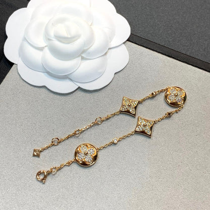 [AuraEcho]STAR AND SUN 4 MOTIFS GOLD DIAMONDS BRACELET