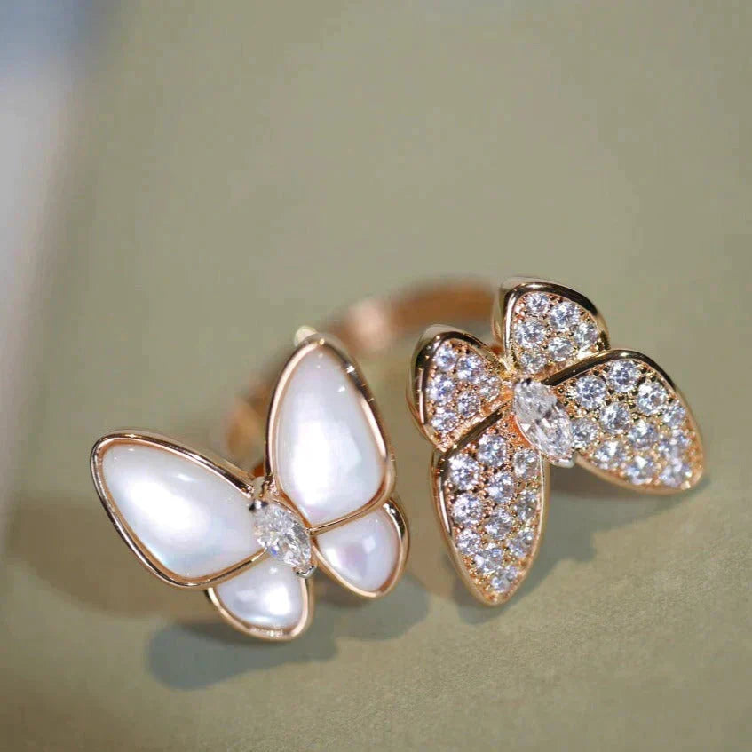 [AuraEcho]TWIN BUTTERFLY DIAMOND MOP RING