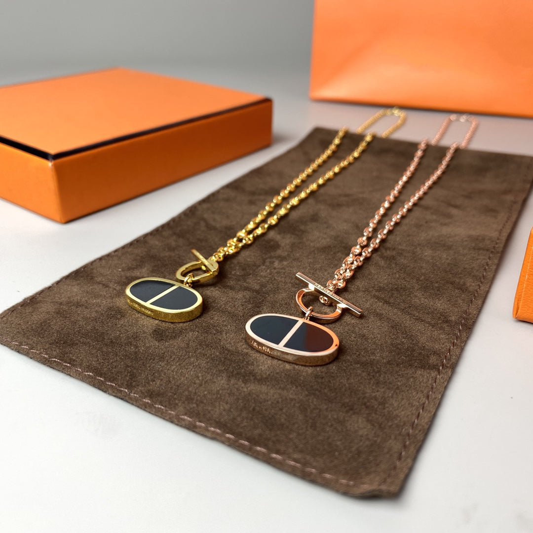 [AuraEcho]CHAINE VERSO BLACK CERAMIC NECKLACE