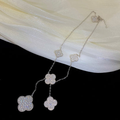 [AuraEcho]CLOVER 5 MOTIFS SILVER DIAMONDS NECKLACE