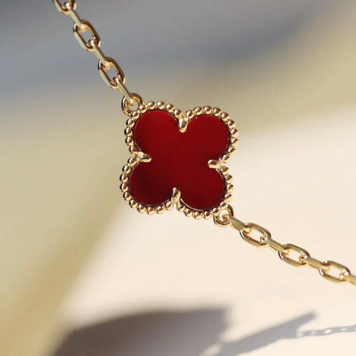 [AuraEcho]CLOVER 20 MOTIFS CARNELIAN NECKLACE