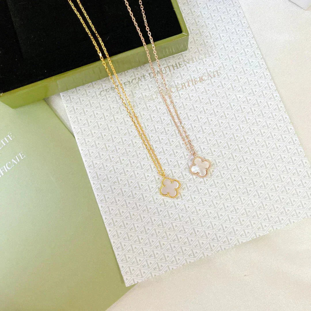 [AuraEcho]CLOVER MINI 9.5MM WHITE MOTHER-OF-PEARL NECKLACE