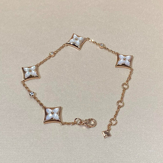 [AuraEcho]STAR 4 MOTIF MOP DIAMOND PINK GOLD BRACELET