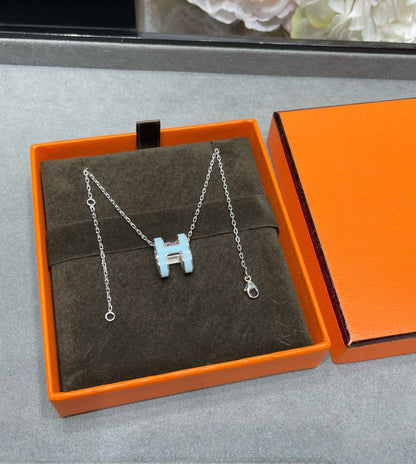 [AuraEcho]POP H SKY BLUE NECKLACE