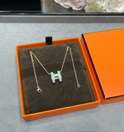 [AuraEcho]POP H SKY BLUE NECKLACE