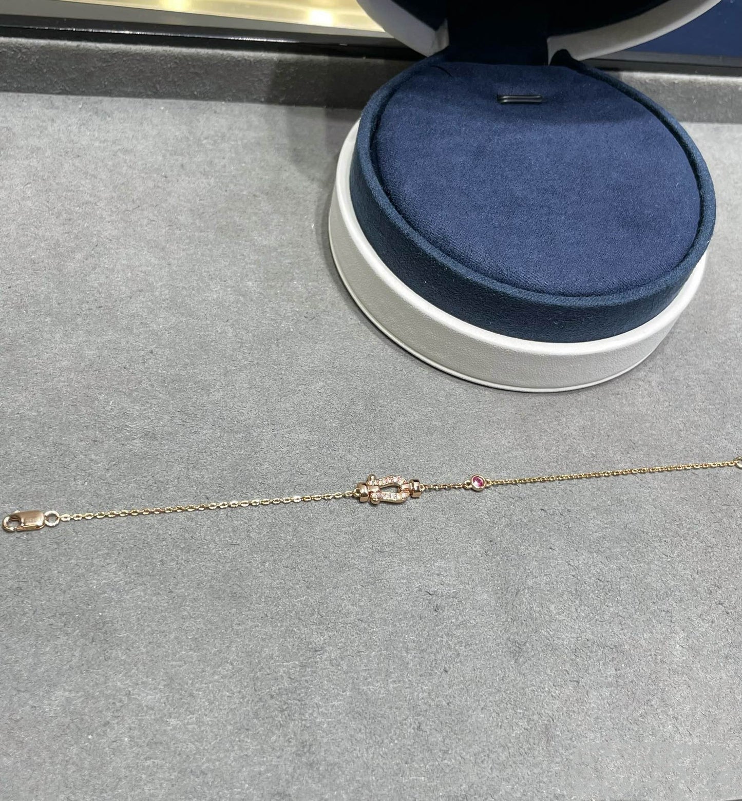 [AuraEcho]FORCE 10 DIAMOND CHAIN LINK PINK GOLD BRACELET