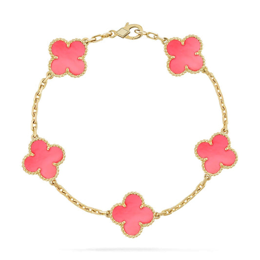 [AuraEcho]CLOVER 5 PINK MOP BRACELET
