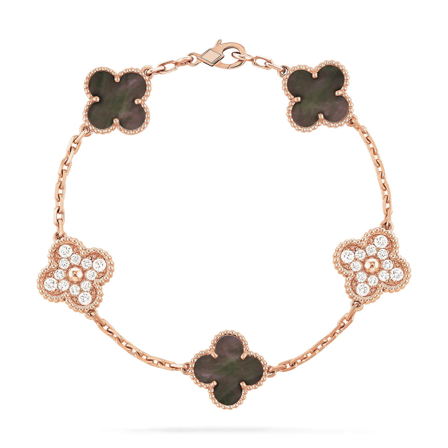 [AuraEcho]CLOVER 5 MOTIF GRAY MOP DIAMOND BRACELET