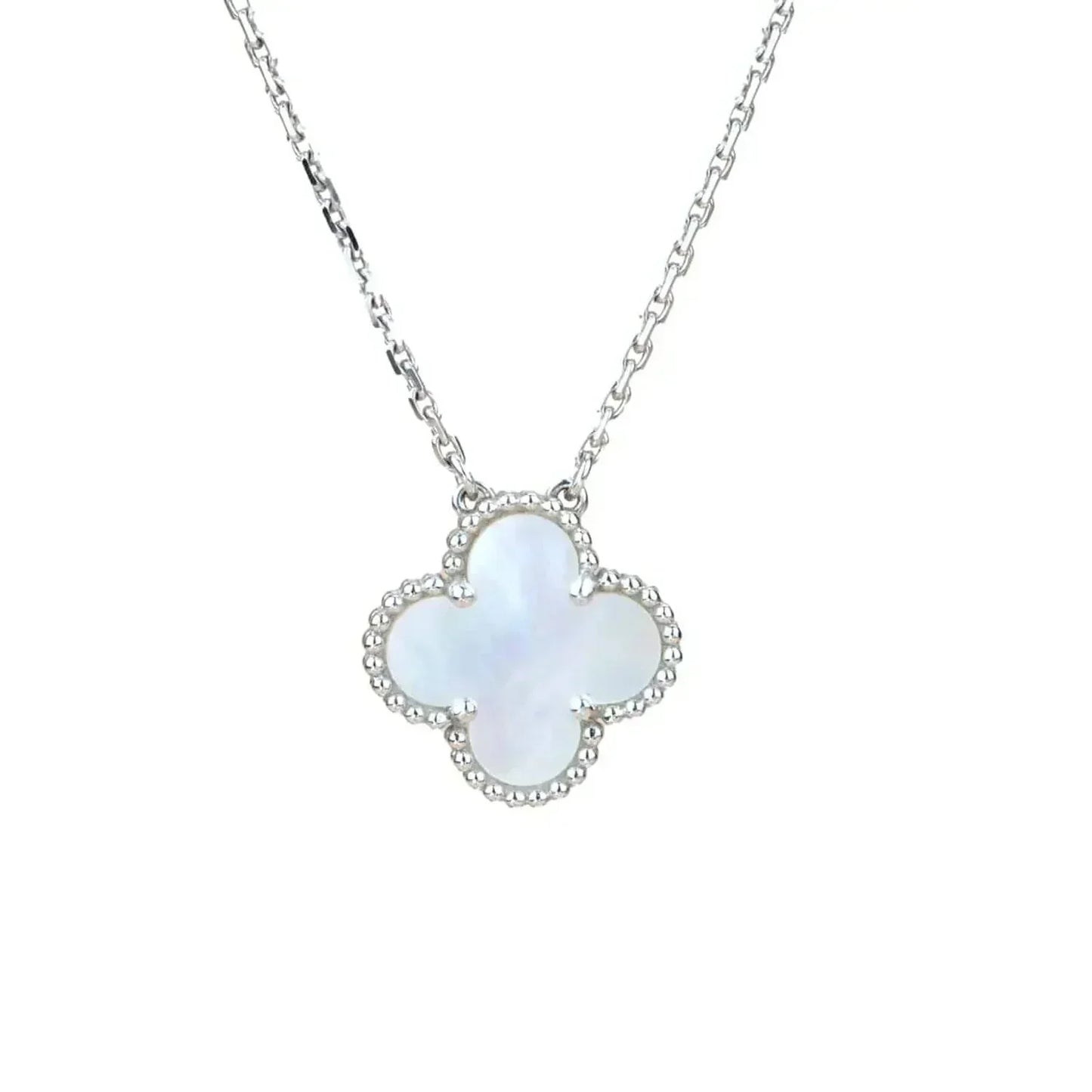 [AuraEcho]CLOVER  15MM WHITE MOTHER-OF-PEARL SILVER