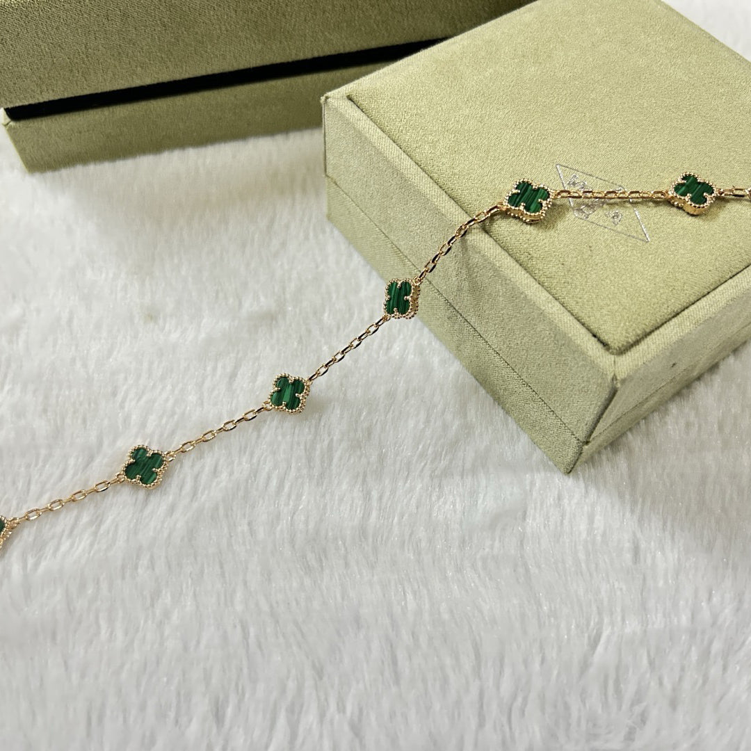 [AuraEcho]CLOVER 6 MOTIF MALACHITE BRACELET