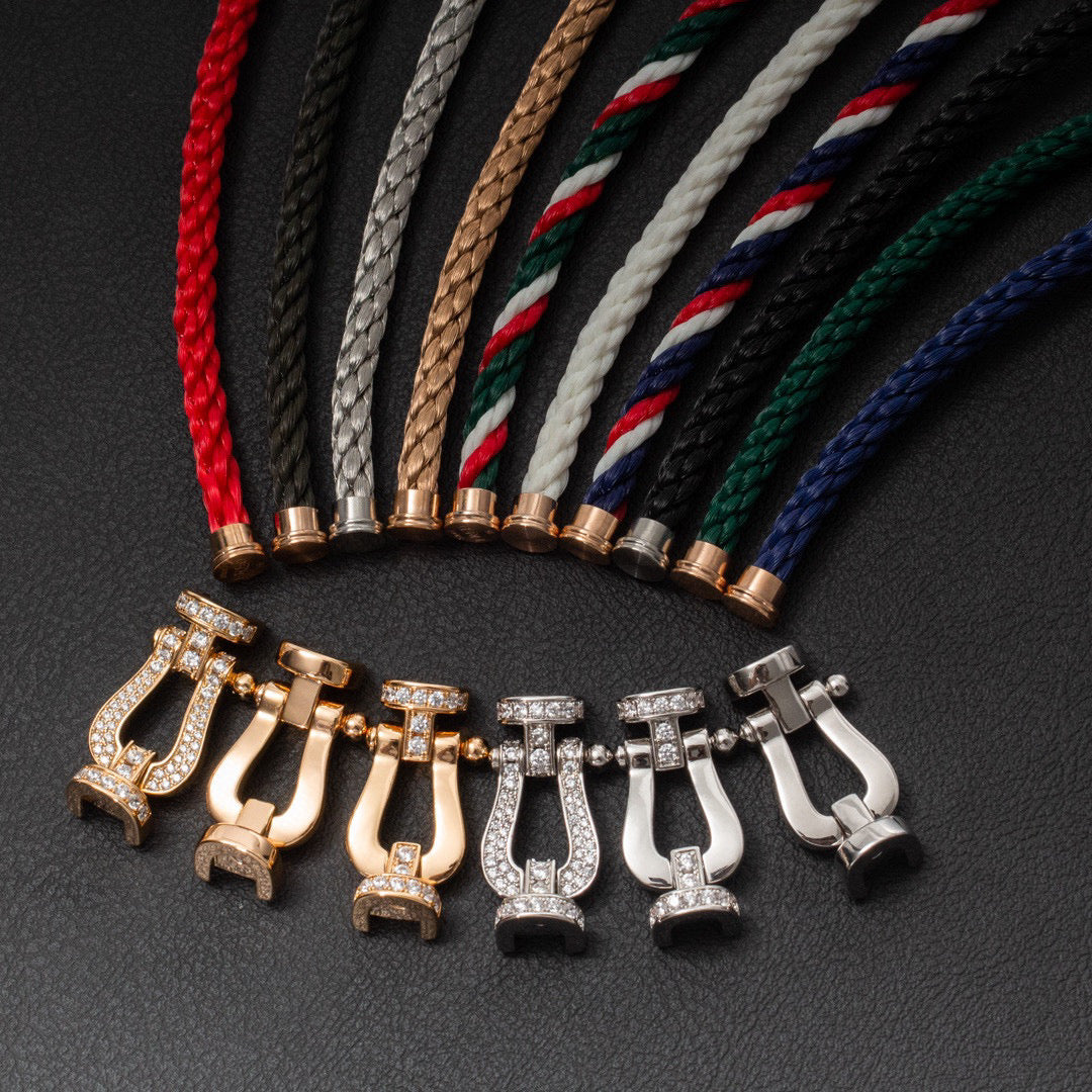 [AuraEcho]FORCE LARGE HORSESHOE HALF DIAMOND BRACELET ROSE GOLD
