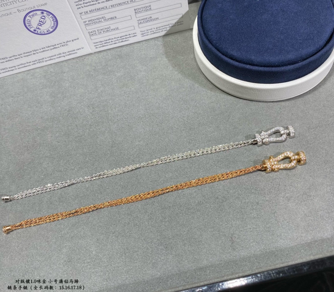 [AuraEcho]FORCE SMALL HORSESHOE  DIAMOND CHAIN ROPE BRACELET