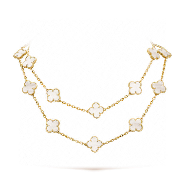 [AuraEcho]CLOVER 20 MOTIFS WHITE MOP NECKLACE