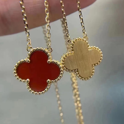 [AuraEcho]CLOVER 15MM CARNELIAN SINGLE FLOWER NECKLACE