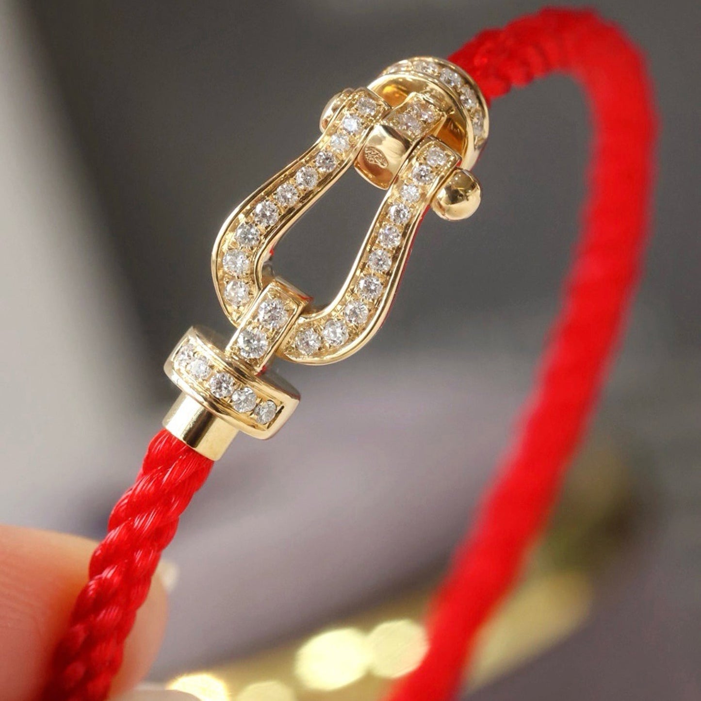 [AuraEcho]FORCE LARGE HORSESHOE FULL DIAMOND BRACELET ROSE GOLD