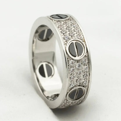 [AuraEcho]LOVE RING 5.5MM DIAMONDS PAVED CERAMIC