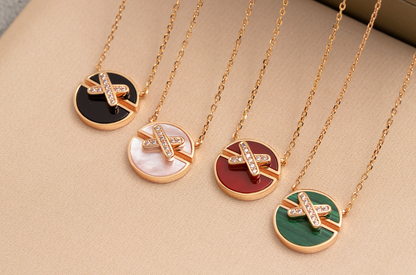 [AuraEcho]JEUX DE PINK GOLD DIAMOND NECKLACE