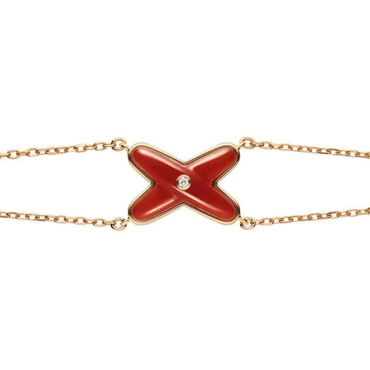 [AuraEcho]JEUX BRACELET CARNELIAN PINK GOLD 1 DIAMOND