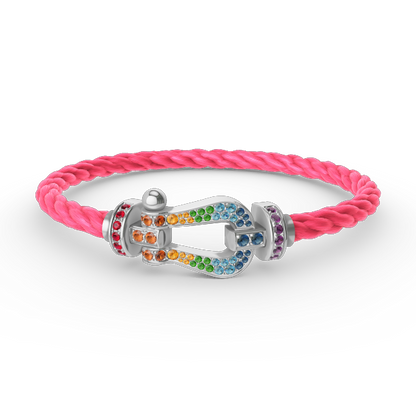 [AuraEcho]FORC LARGE HORSESHOE  COLORED DIAMOND BRACELET SILVER
