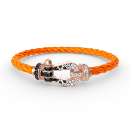 [AuraEcho]FORCE LARGE HORSESHOE BLACK WHITE DIAMOND BRACELET ROSE GOLD