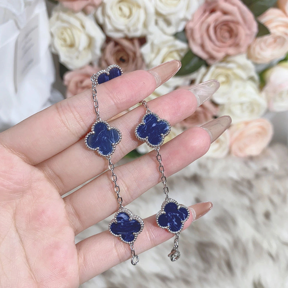 [AuraEcho]CLOVER 5 MOTIF PIETERSITE SILVER BRACELET