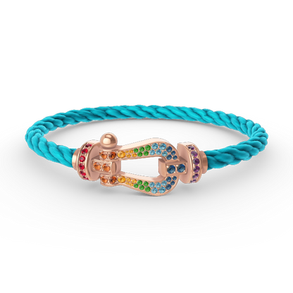 [AuraEcho]FORCE LARGE HORSESHOE  COLORED DIAMOND BRACELET ROSE GOLD