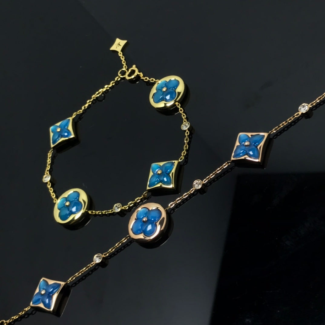 [AuraEcho]STAR AND SUN 4 MOTIF BLUE BRACELET