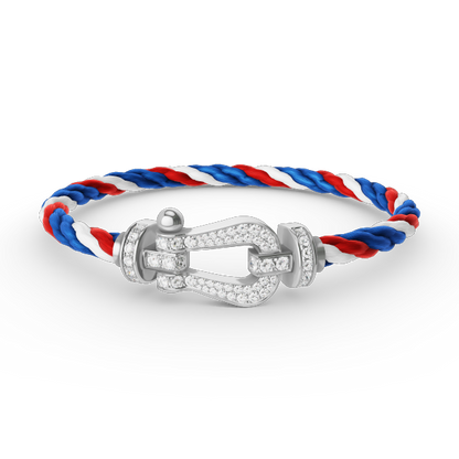 [AuraEcho]FORCE LARGE HORSESHOE FULL DIAMOND BRACELET SILVER